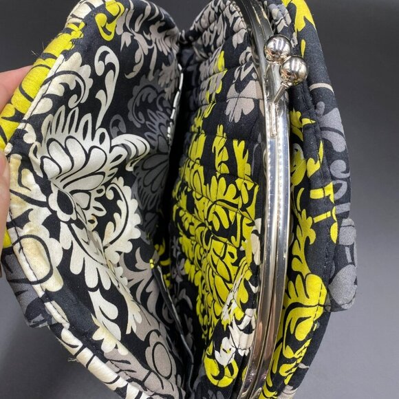 Vera Bradley Retired Yellow Black Baroque Eloise Kisslock Satchel Handbag - Picture 5 of 13